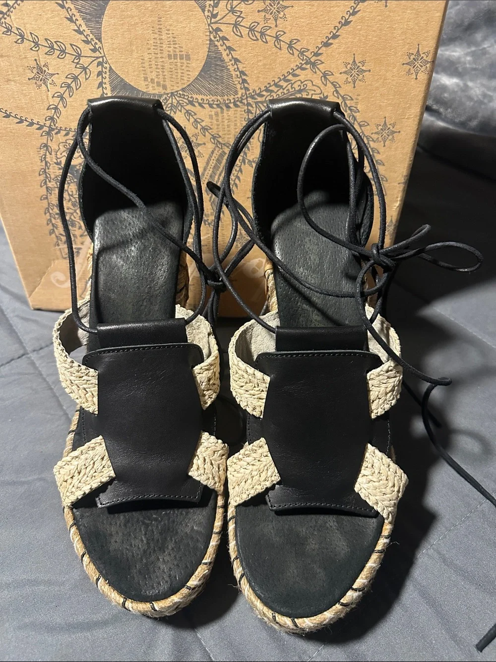 Free People High Society Black & Natural Platform Heel